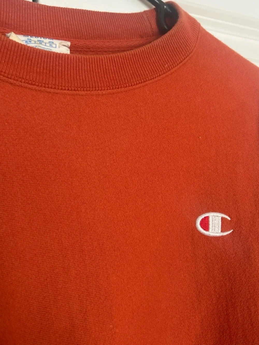 Champion Orange Crewneck Sweatshirt with Embroidered Logo